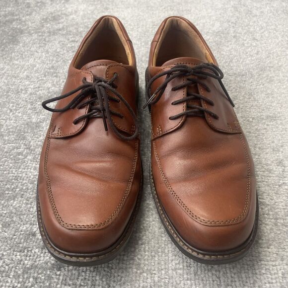 Ecco Shoes Mens Size 9 Brown Leather Oxford Business Casual Shock Point Comfort
